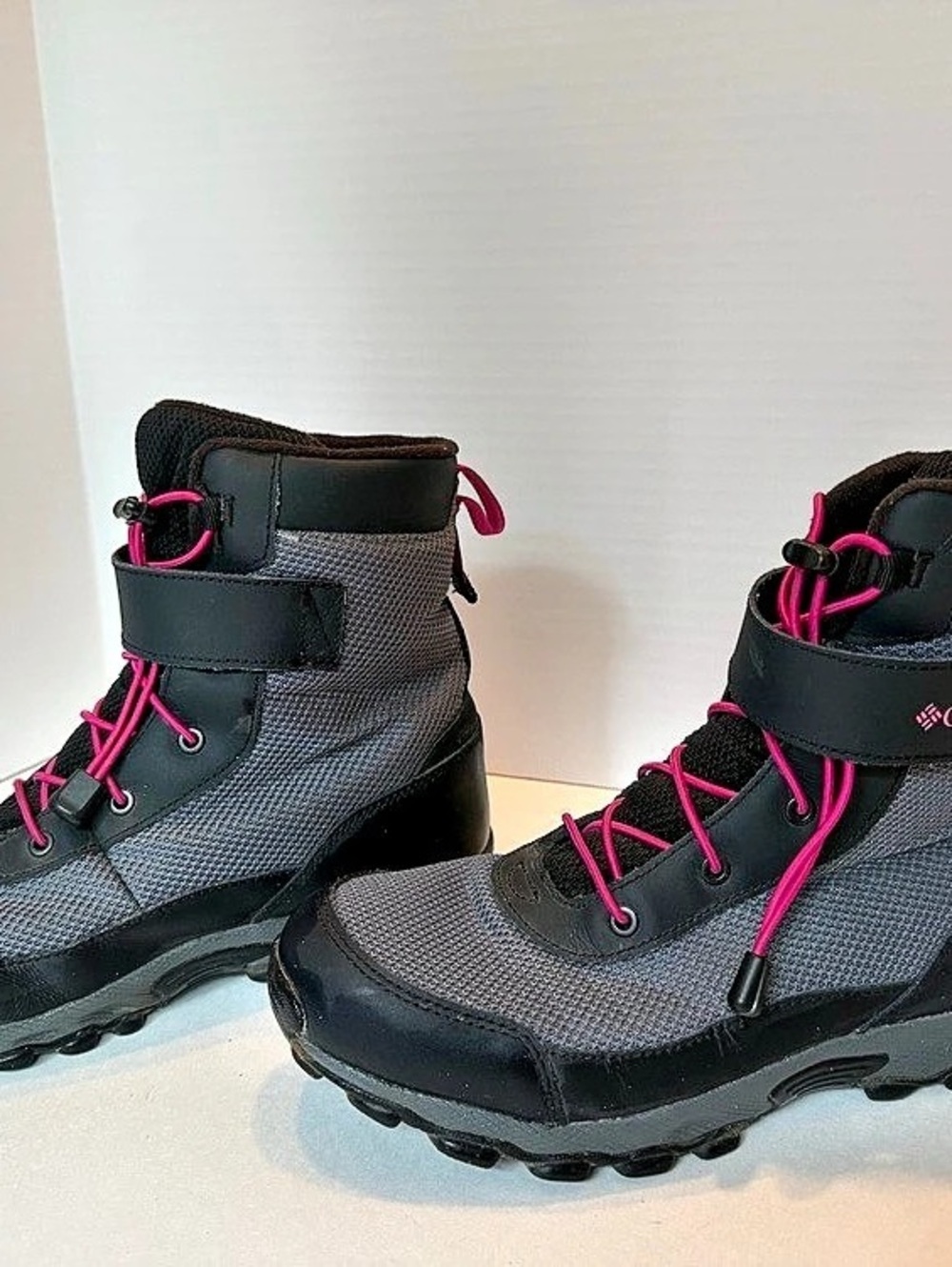 Columbia Powderbug Snowlite Strap Boot Winter Boots Black & Pink US 7